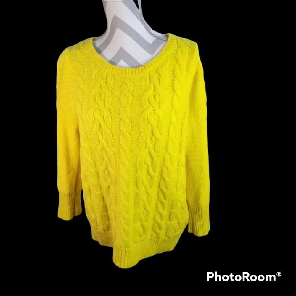 Womans Loft Wool/Cotton Blend Cable Knit Sweater Size XL